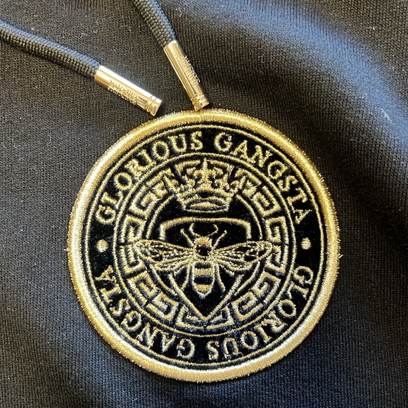 Glorious Gangsta NWT Black Zip Up Black and Gold Hooded Sweater. UK Brand. - Picture 2 of 5